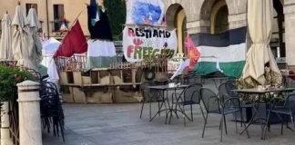 Rifondazione Comunista Vicenza: “Solidarietà piena e militante all’Acampada per la Palestina” Acampada a Vicenza in piazza Biade