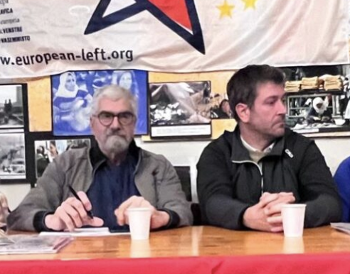 Giorgio Langella (Partito Comunista Italiano) con Gabriele Zanella, segretario regionale PRC in un dibattito del 3 ottobre scorso Giorgio Langella (Partito Comunista Italiano) con Gabriele Zanella, segretario regionale PRC in un dibattito del 3 ottobre scorso