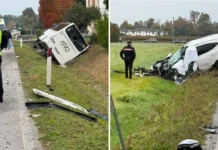 Scontro frontale tra auto e bus di studenti a Ordezo, morto un automobilista oderzo