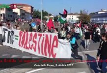 Vicenza: doppio corteo per lo sciopero generale pro Gaza e Flotilla. Studenti, sindacati e attivisti in marcia verso la Caserma Ederle