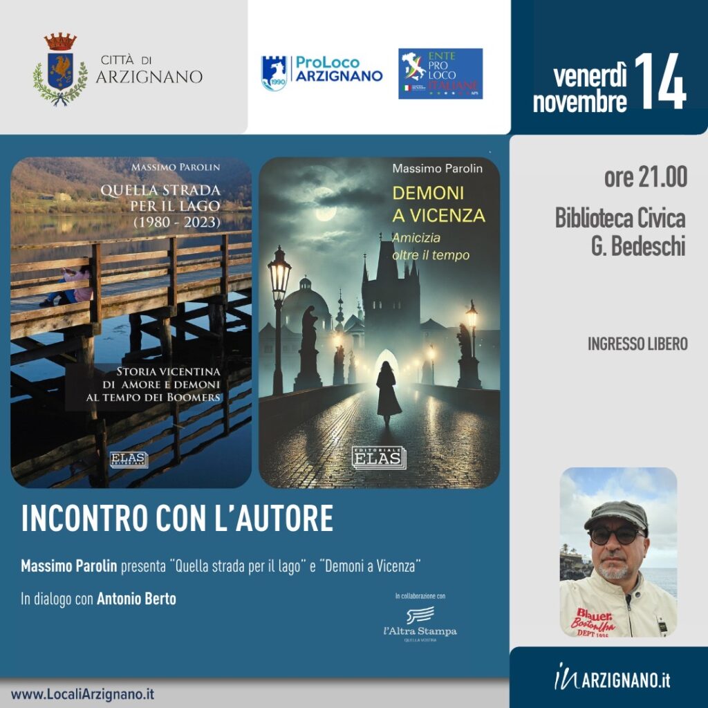 “Quella strada per il lago” e “Demoni a Vicenza”: l'autore Massimo Parolin ad Arzignano
