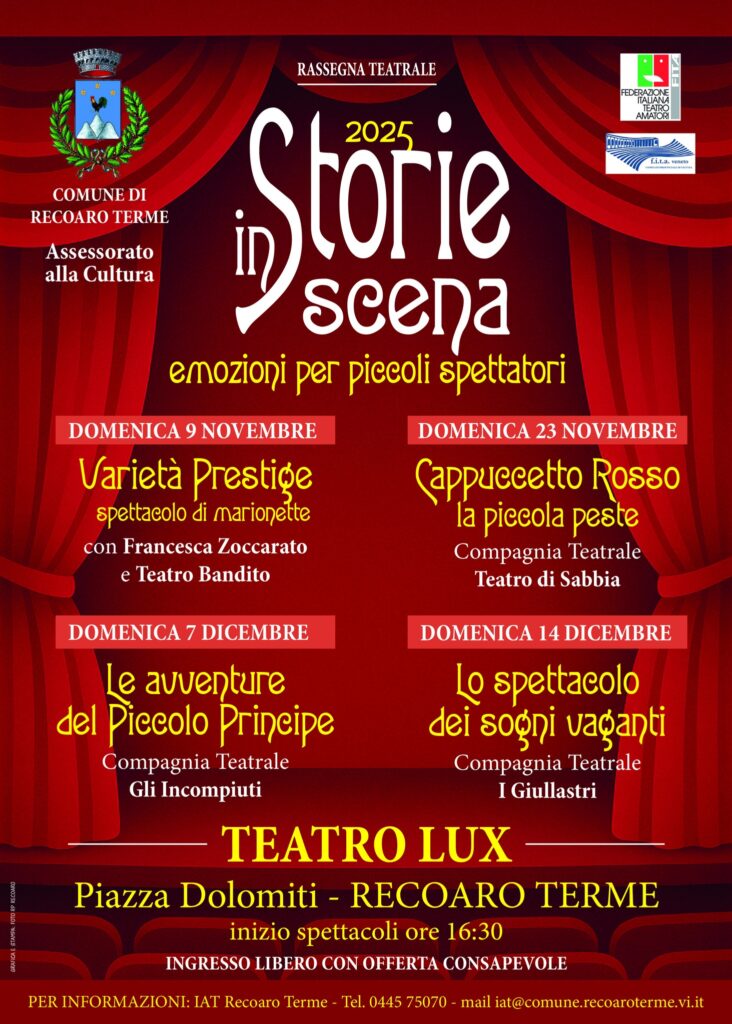 Cartellone della rassegna FITA a Recoaro Terme "Storie in scena"