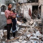 L’Unione europea di fronte al genocidio in Palestina, l’inazione che rende complici Genocidio, Immagini da Gaza (fonte - Il Manifesto)