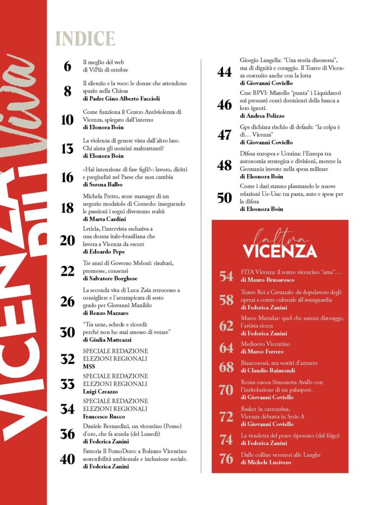 Indice VicenzaPiù Viva n. 303, 8 novembre 2025