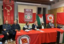 Regionali del Veneto, Rifondazione Comunista presenta i candidati vicentini in corsa con Manildo: “Pace, salute e lavoro per cambiare il Veneto” Elezioni regionali del Veneto, Rifondazione Comunista in corsa a Vicenza con Manildo: da sx Geremia, Benvegnù, Stocchetti, Orlandi, Touré e Fanton