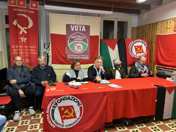 Rifondazione Comunista in corsa a Vicenza con Manildo: da sx Geremia, Benvegnù, Stocchetti, Orlandi, Touré e Fanton Elezioni regionali del Veneto, Rifondazione Comunista in corsa a Vicenza con Manildo: da sx Geremia, Benvegnù, Stocchetti, Orlandi, Touré e Fanton