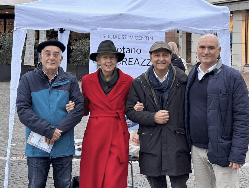 Francesca Carampin (Casa riformista) con, alal sua sinistra Luca Fantò e Gianluca Capristo (Psi Vicenza)