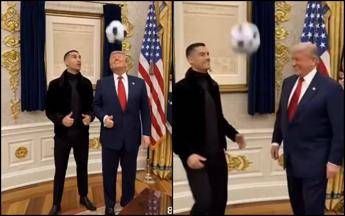 Trump, sfida di palleggi con Cristiano Ronaldo: il video (generato dall’AI) fa il giro del mondo