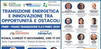 Il 17 novembre a Roma il convegno “Transizione energetica e innovazione tra opportunità e ostacoli”