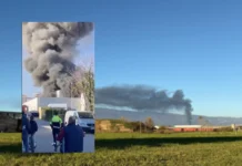 Thiene, incendio devasta i magazzini Munari: fiamme alte, chiuso viale Europa. Non ci sono feriti magazzi Munari Thiene visti da Marano Vicentino incendio