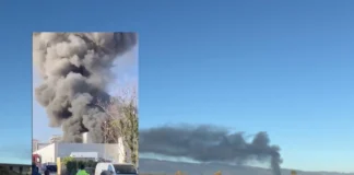 Thiene, incendio devasta i magazzini Munari: fiamme alte, chiuso viale Europa. Non ci sono feriti magazzi Munari Thiene visti da Marano Vicentino incendio