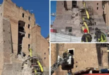 Roma, doppio crollo della Torre dei Conti ai Fori Imperiali: due operai sotto le macerie Torre dei Conti