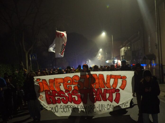 Bocciodromo No Tav Vicenza protesta sgomnbero abbattimento via Rossi corteo