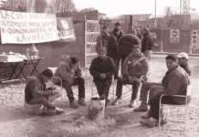Il teatro comunale di Vicenza è diventato maggiorenne. Giusto festeggiare ma ricordiamo anche Toni Toniolo e Nicolae, Ivan, Popa… Cantiere Teatro comunale di Vicenza con i lavoratori in sciopero (foto di Giorgio Langella per L'altra stampa srl)
