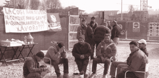 Il teatro comunale di Vicenza è diventato maggiorenne. Giusto festeggiare ma ricordiamo anche Toni Toniolo e Nicolae, Ivan, Popa… Cantiere Teatro comunale di Vicenza con i lavoratori in sciopero (foto di Giorgio Langella per L'altra stampa srl)