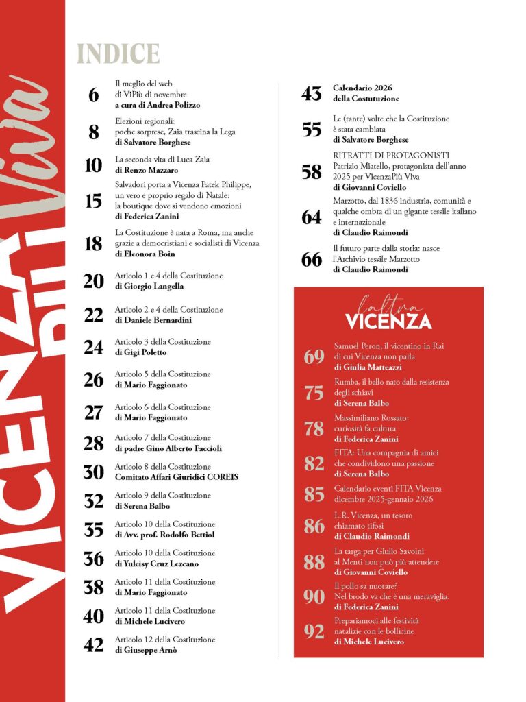 Indice VicenzaPiù Viva n. 304, 13 dicembre 2025