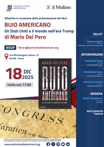 Presentazione a Roma del libro ‘Buio Americano’ di Mario Del Pero