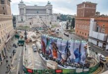 Roma, al cantiere di piazza Venezia la terza opera di ‘Murales’