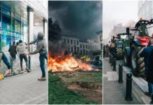 Scontri a Bruxelles, agricoltori in piazza: pietre contro il Parlamento europeo agricoltori