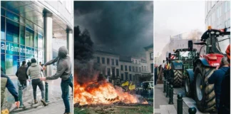 Scontri a Bruxelles, agricoltori in piazza: pietre contro il Parlamento europeo agricoltori