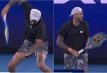Kyrgios, show al ‘Million Dollar 1 Point Slam’: viene eliminato e spacca racchetta