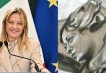Meloni scherza su affresco con il suo volto: “No, decisamente non sembro un angelo”