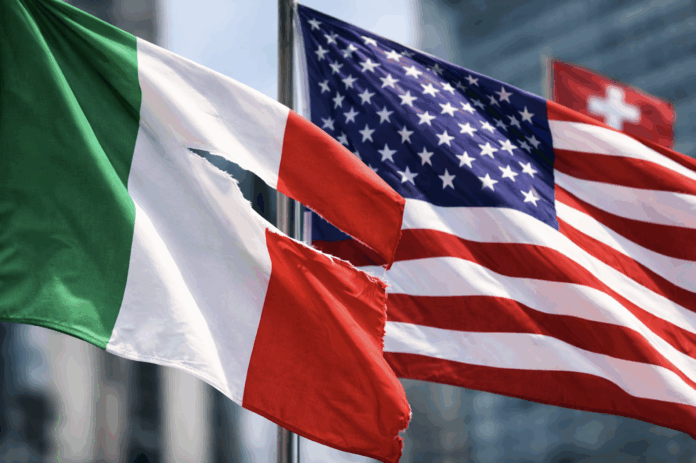 Governo italiano in confusione tra USA e Svizzera lacera la bandiera