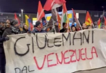 Vicenza, ieri sera la protesta davanti alla Caserma Ederle: “Giù le mani dal Venezuela” manifestazione Venezuela Vicenza