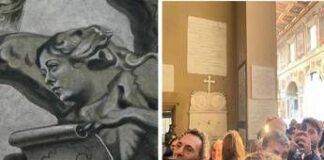 In centinaia nella basilica romana per vedere l’affresco che somiglia a Meloni