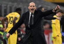 Milan, Allegri litiga con panchina del Como e viene espulso