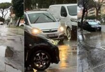 Nubifragio su Roma, strade allagate e traffico in tilt