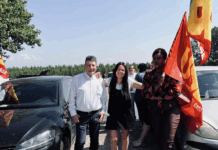 Castagnaro (Verona), atti vandalici contro la RSA USB alla TEAM in appalto Calzedonia. D’Angelo: intimidazioni ad Anna Rita Simone Massimo D’Angelo con Anna Rita Simone davanti alla TEAM srl di Castagnaro (foto d'archivio)