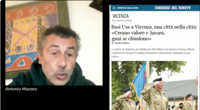 Il ruolo delle basi USA a Vicenza in un mondo di guerra, il racconto del giornalista e attivista Antonio Mazzeo Osservatorio Vicenza città Unesco da smilitarizzare