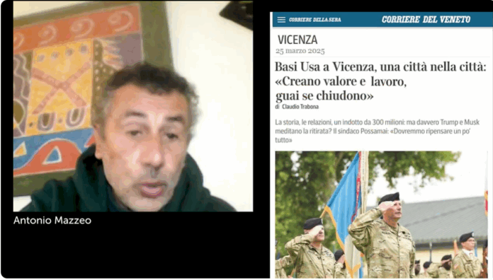 Antonio Mazzeo Osservatorio Vicenza città Unesco da smilitarizzare