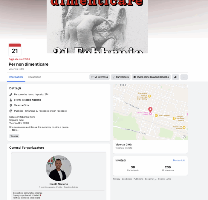 ANPI insorge: "evento neofascista a Vicenza promosso da Nicolò Naclerio"