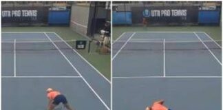 Tennista sbaglia colpi e non si regge in piedi: “Crampi o alcol?”