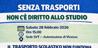 Trasporto scolastico, il 28 febbraio manifestazione a Vicenza Volantino Manifestazione Trasporto Studenti