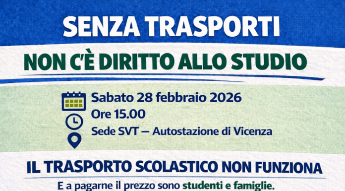 Trasporto scolastico, il 28 febbraio manifestazione a Vicenza Volantino Manifestazione Trasporto Studenti
