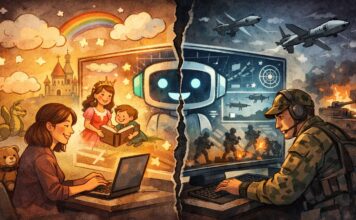 L’AI che usi crea sofferenza o ti aiuta? Tra favole per bambini e strategie militari, una riflessione sull’uso dello stesso strumento AI, lo stesso strumento per favole e guerre