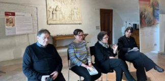 Rinascimento mariano a Vicenza, al via da Monte Berico la mostra diffusa “Rinascimento Mariano a Vicenza”, da sx padre Gino Alberto, Francesca Gaianigo, Agata Keran e Ilaria Fantin
