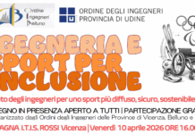 Ingegneria e sport per l’inclusione a Vicenza, convegno per i 100 anni dell’Ordine degli Ingegneri Ingegneria e sport per l’inclusione a Vicenza: programma
