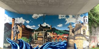 Schio, un murale dedicato alla città per dare il benvenuto ai visitatori Murale Schio