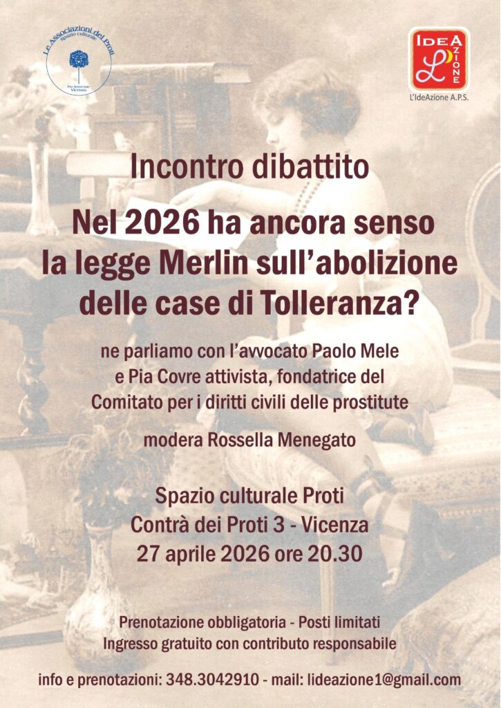 Legge Merlin a Vicenza, confronto pubblico ai Proti tra diritti, prostituzione e riforme
