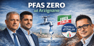 PFAS zero ad Arzignano, presidente Acque del Chiampo Renzo Marcigaglia respinge critiche liste pro Masiero, avversarie del figlio Zero Pfas ad Arzignano, immagine creata con l'AI per rappresentare vicinanza padre e figlio Marcigaglia e di fronte coalizione per Masiero