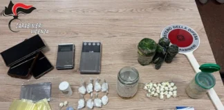 Alonte, collaboratore scolastico nei guai: in casa i carabinieri trovano droga e munizioni alonte droga