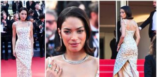 Cannes, Elodie sul tappeto rosso con un look da diva d’altri tempi