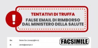 Alert ministero Salute su email truffa per presunti rimborsi per prestazioni: “Non cliccare su link”