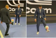 Ibrahimovic, show ai Mondiali: palleggia con Henry… nello studio tv