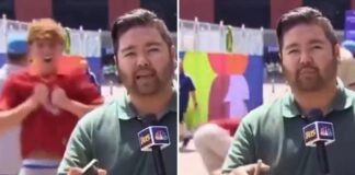 Il tifoso della Roma ‘star’ social ai Mondiali: lo show e la caduta in diretta