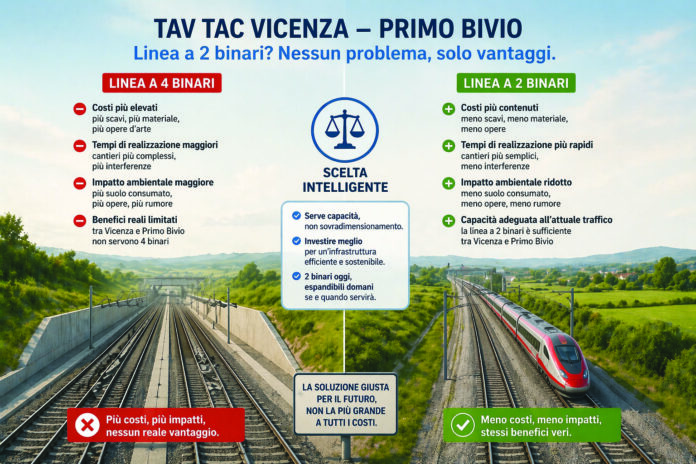 Linea Tav Tac verso Padova, le alternative (immagine realizzata con l'AI con prompt VicenzaPiù Viva) linea Tav Tac Vicenza